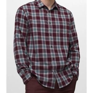 L.L. Bean Mens Chamois Button Up Shirt Traditional Fit Plaid Purple/Blue Size L